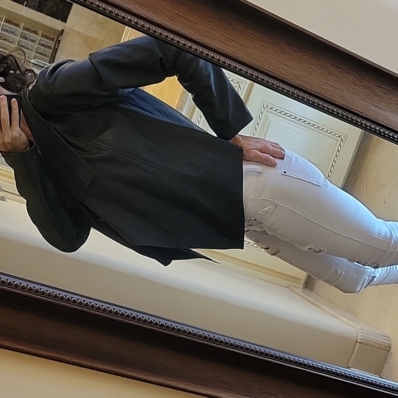 Collection B New York Faux Leather Hi-low Cascading Front Open Jacket, M - Picture 6 of 17